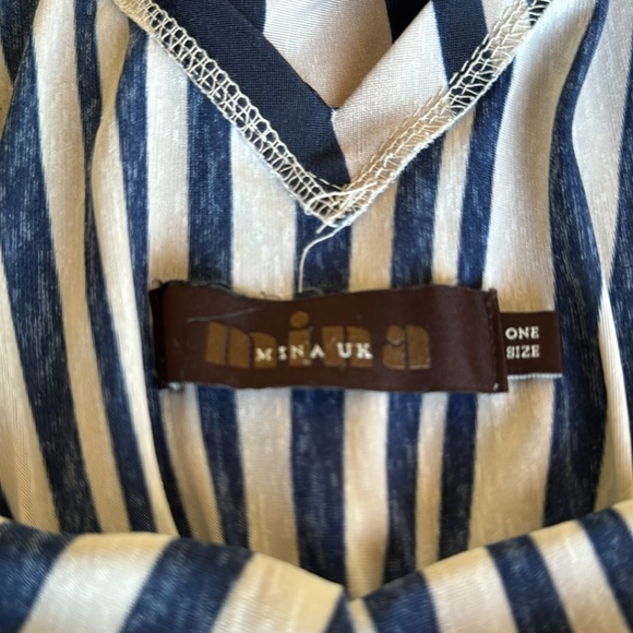 British Brand- Mina UK chevon stripped dress in navy blue and dove grey. - Picture 9 of 10